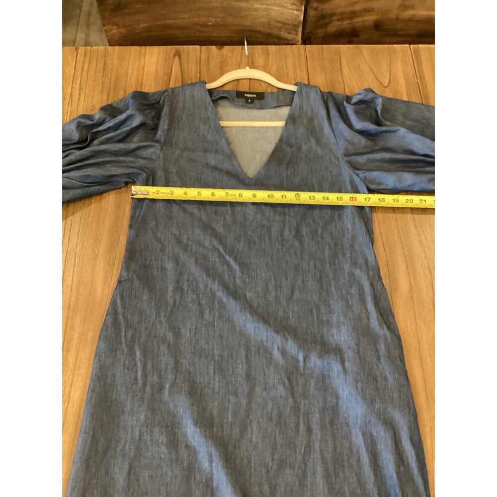 Padova Colombia kaftan denim jean balloon sleeve v neck boho resort Midi dress 6 - Picture 6 of 10